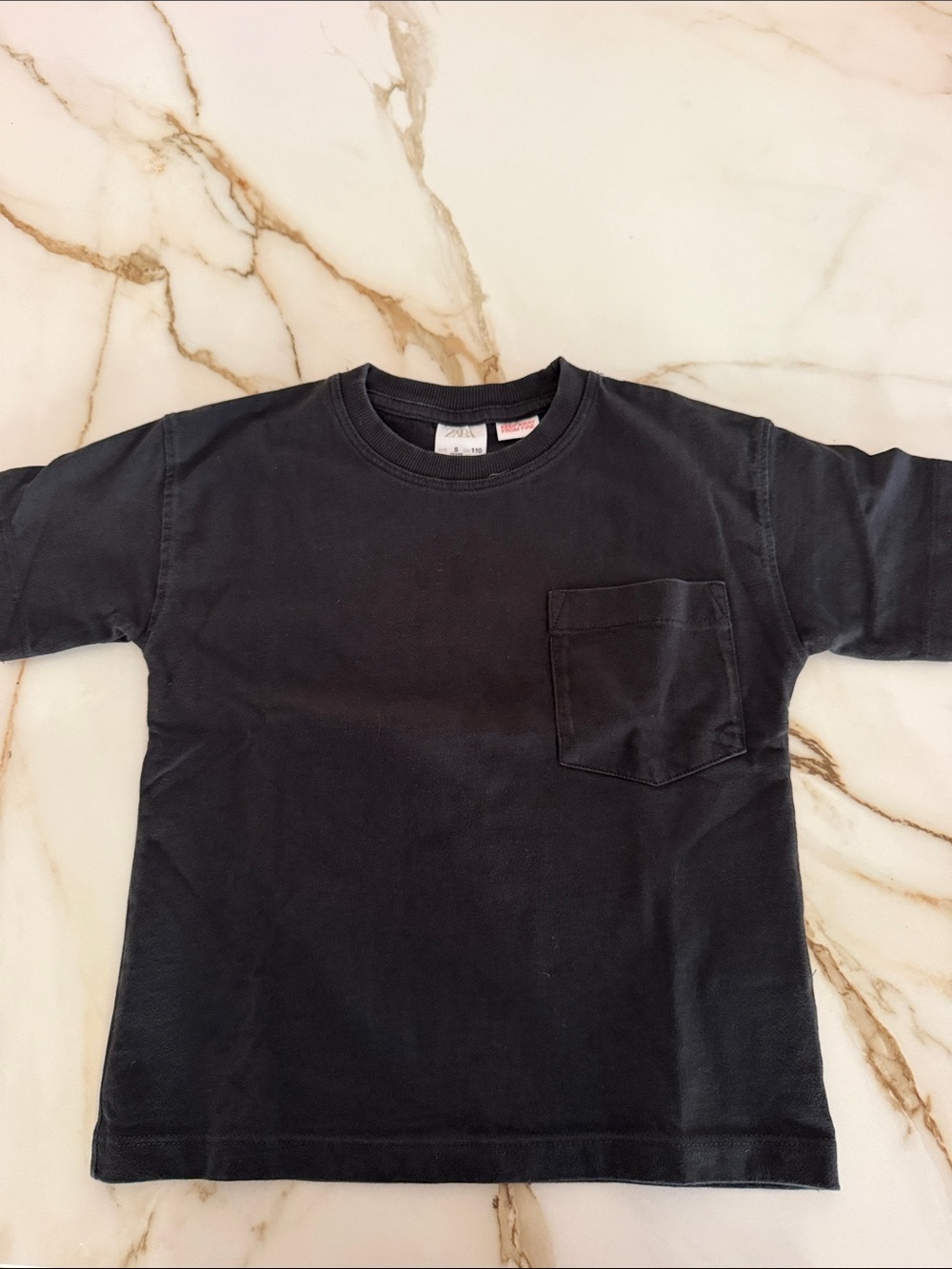Zara Kids Short-Sleeve Black Pocket Tee 5t